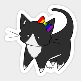 Gay Pride Tuxedo Kitty Ear Bow Sticker